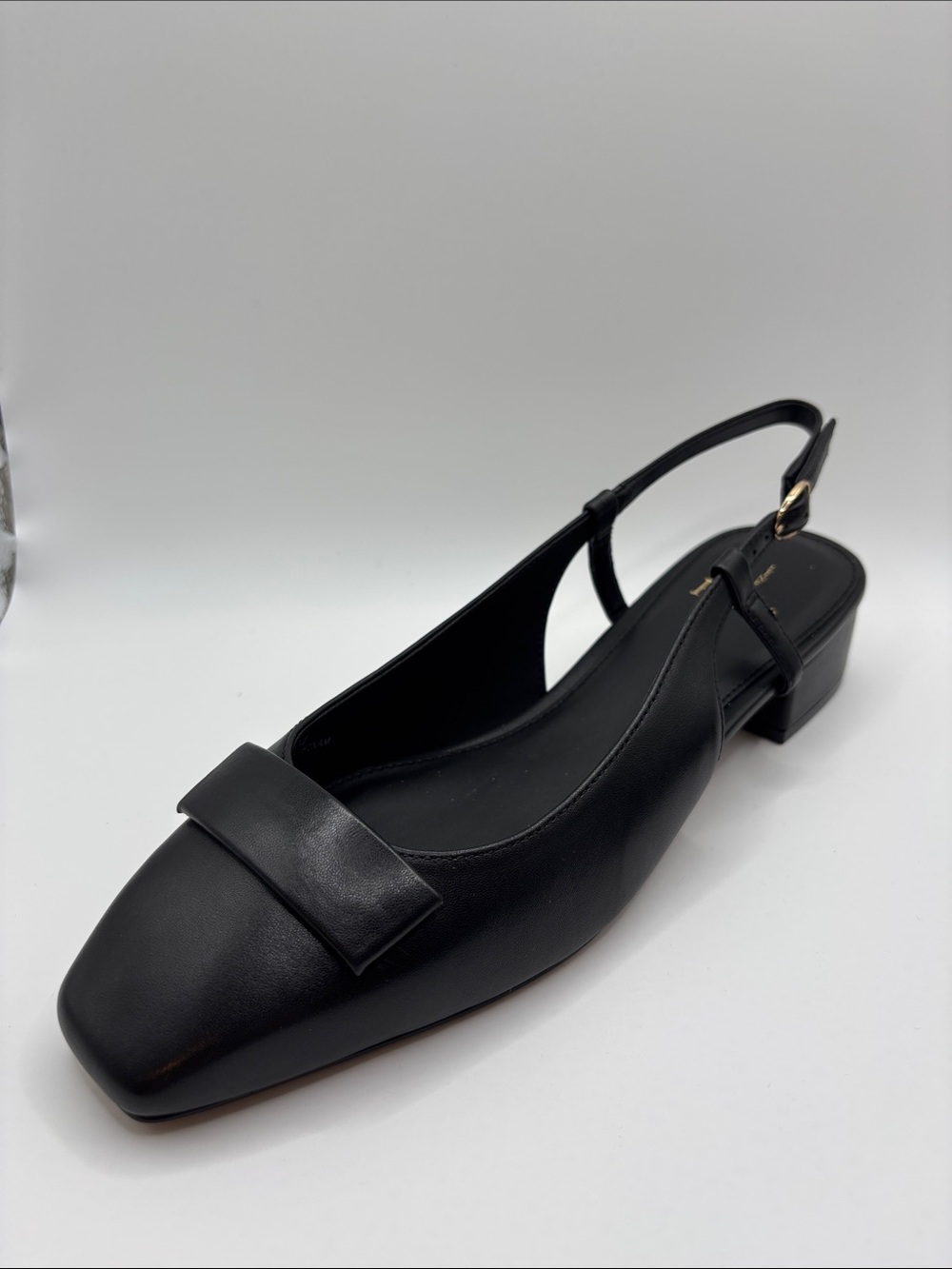 Paolo Black Leather Slingback Square-Toe Mule